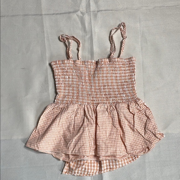 HONEY BELLE Orange and white Gingham Smocked Top - Picture 6 of 6